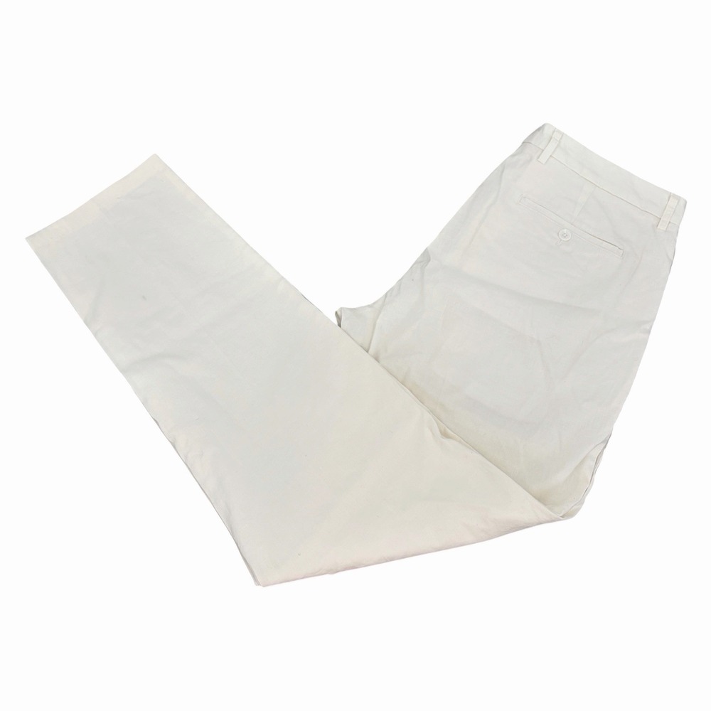 Bonobos New York White Linen Cotton Pleated Men's Trouser Size 34x34 Fit (35x33)